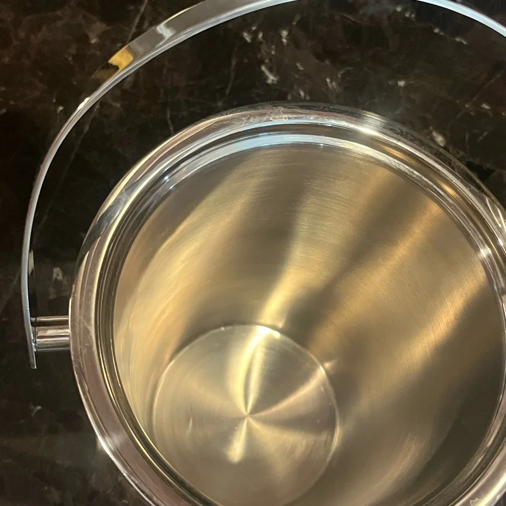 Crate&Barrel Silver Ice Bucket with Tongs
